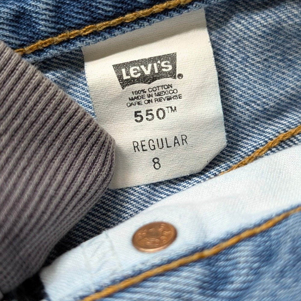 Vintage Levis 550 Denim Cutoff Shorts Youth Kids 8 Blue Jean Altered USA - Picture 3 of 9